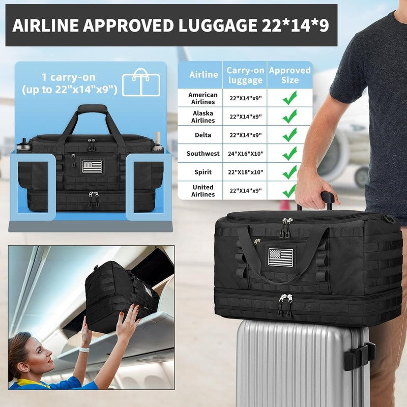 Carry On Gym Travel Duffle Bag 22x14x9 Airline Approved w/ Shoe Wet Pocket1