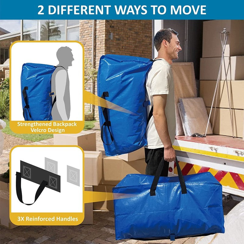 4 Packs Heavy Duty Extra Large Moving Bags with Backpack Straps & 6 Packs Shoe B2