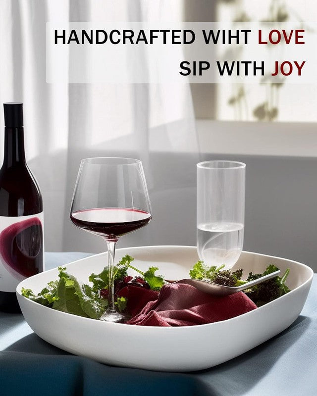 Set of 4 21 Ounce Hand Blown Italian Style Crystal Burgundy Wine Glasses   Lead 6