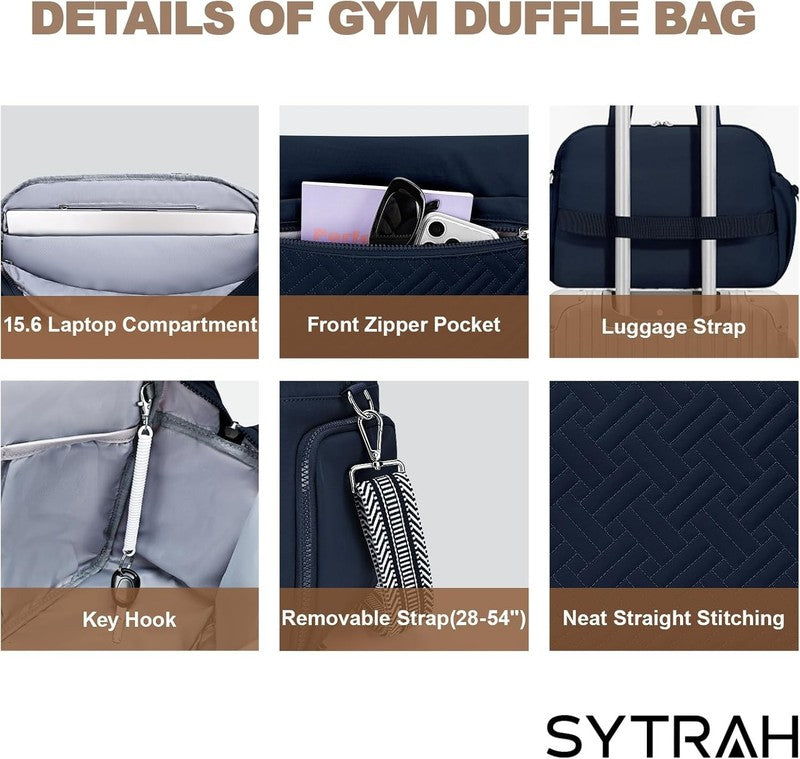 Gym Bag Women Lightweight Duffle Shoe Wet Compartment Yoga Travel Blue8