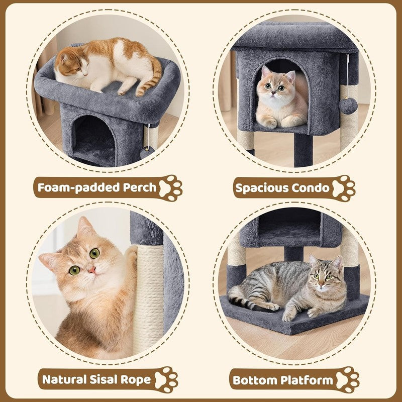 23.5" Cat Tree Tower with Condo, Sisal Scratching Posts & Activity Center3