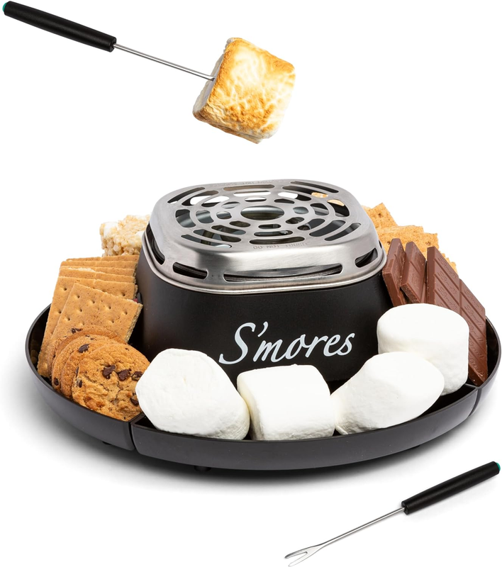Electric S'Mores Maker, 4 Trays, Roasting Sticks, Indoor Tabletop, Black9
