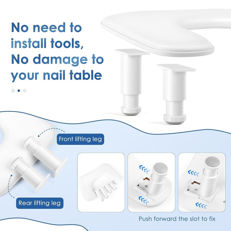 Adjustable U Shaped Manicure Arm Rest   White PU Leather for Nail Techs3
