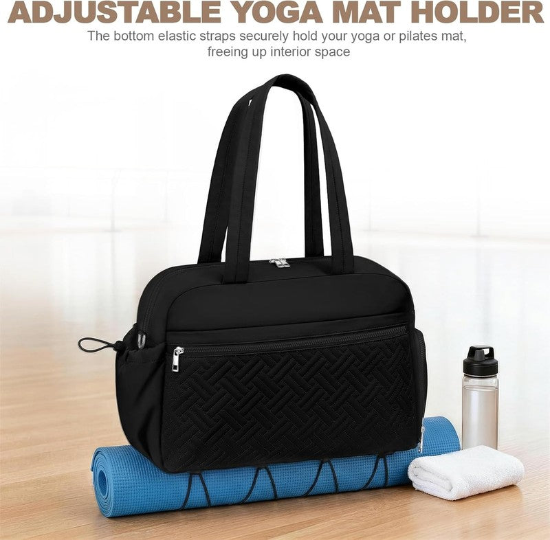Gym Bag Women Lightweight Duffle Shoe Wet Compartment Yoga Travel Black4