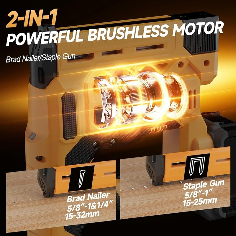 Cordless 18 Gauge Nail Gun Battery Powered Brushless Motor Adjustable Depth New2