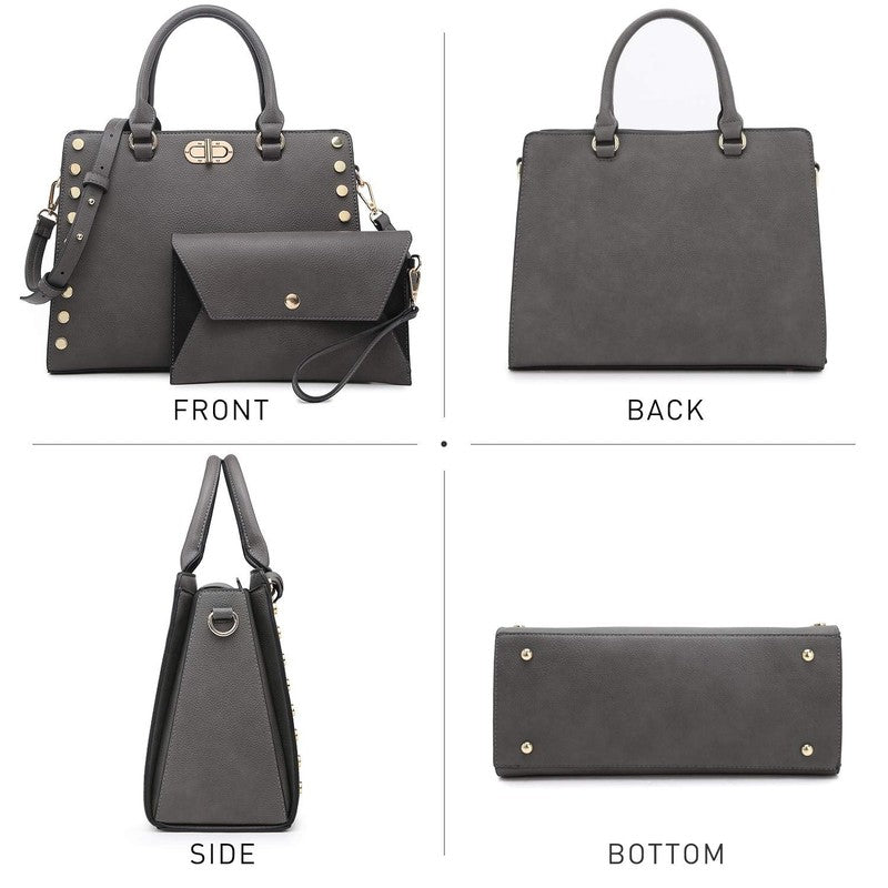 Women Satchel Handbag Shoulder Tote Work Bag with Matching Wallet5