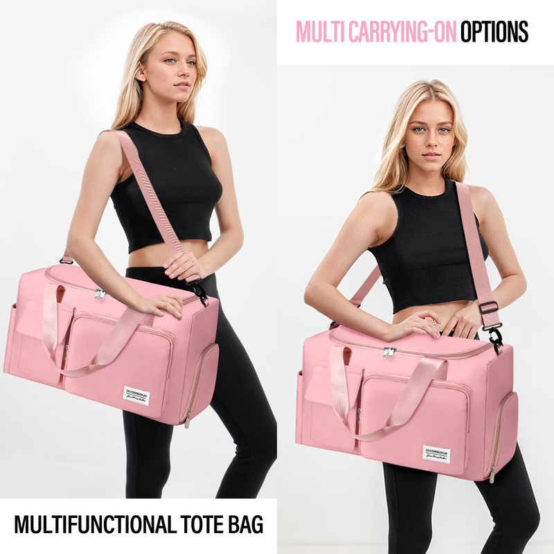 Gym Bag Women Shoe Compartment Dry Wet Travel Weekender Overnight Pink1