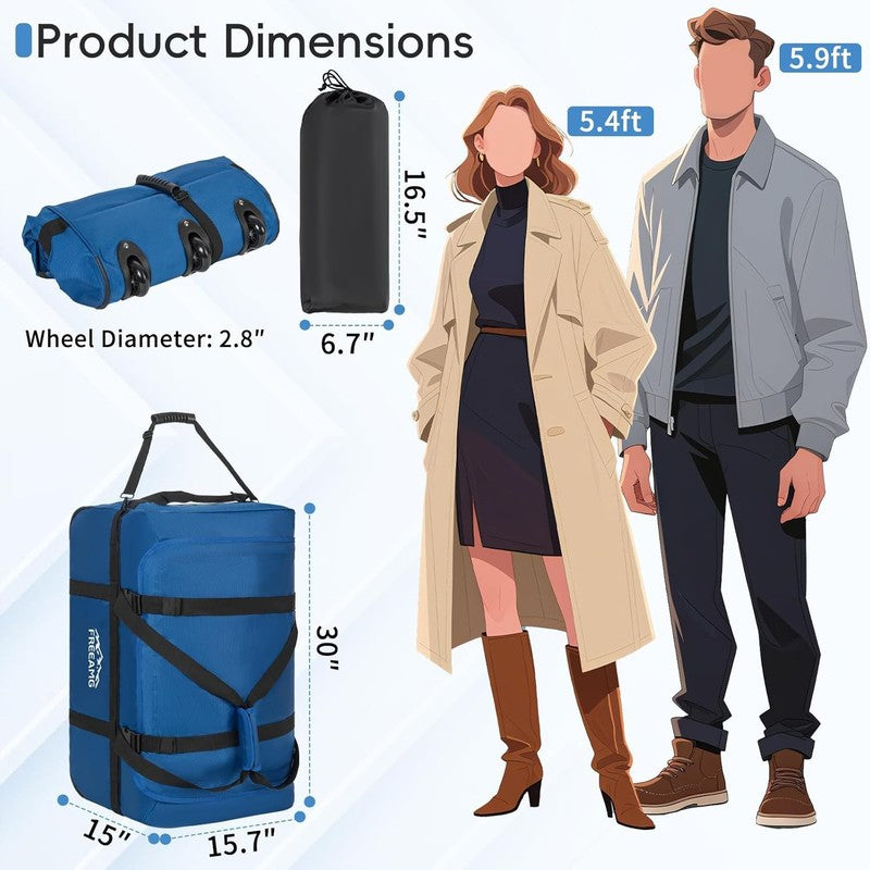 116L Foldable Rolling Duffel Bag 30" Large Travel Camping Outdoors1