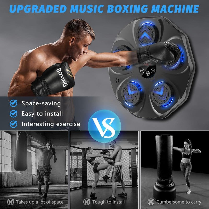 Music Boxing Machine Wall Mount Punch Trainer w Gloves 9 Modes 9 Speeds2