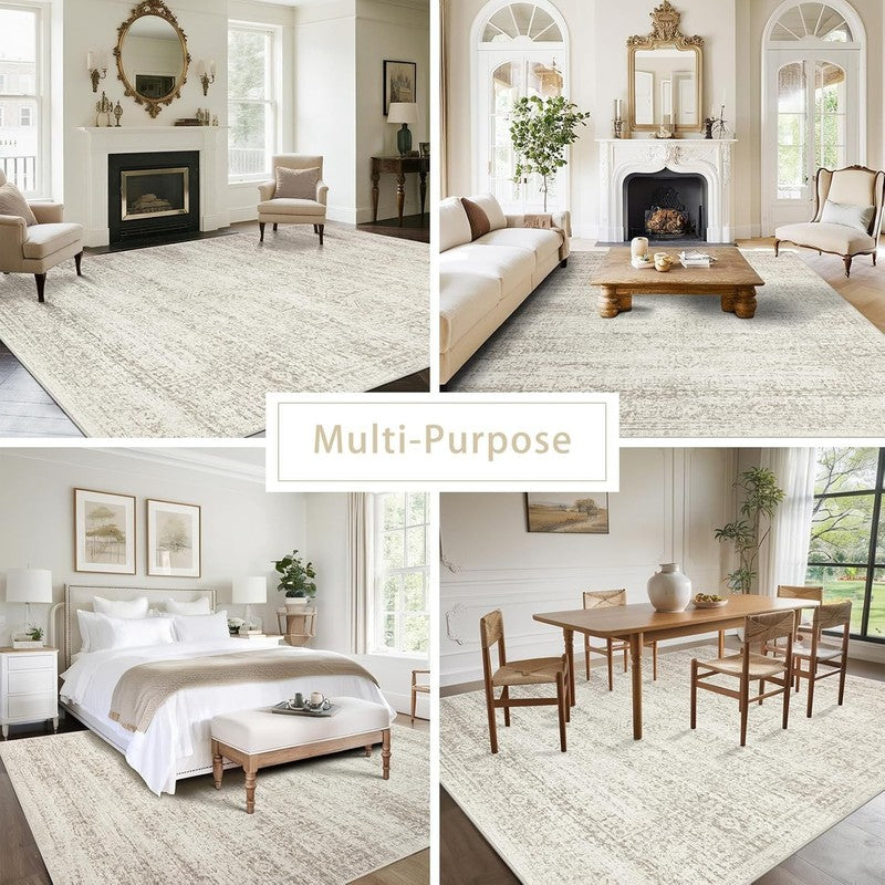 Washable Rugs 8X10 Area Rugs for Living Room,Ultra Soft Faux Wool Retro Rugs for5