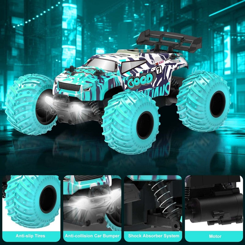 Remote Control Car, 1:18 Scale All Terrain RC Cars, 2WD 20Km/H with Colorful LED3