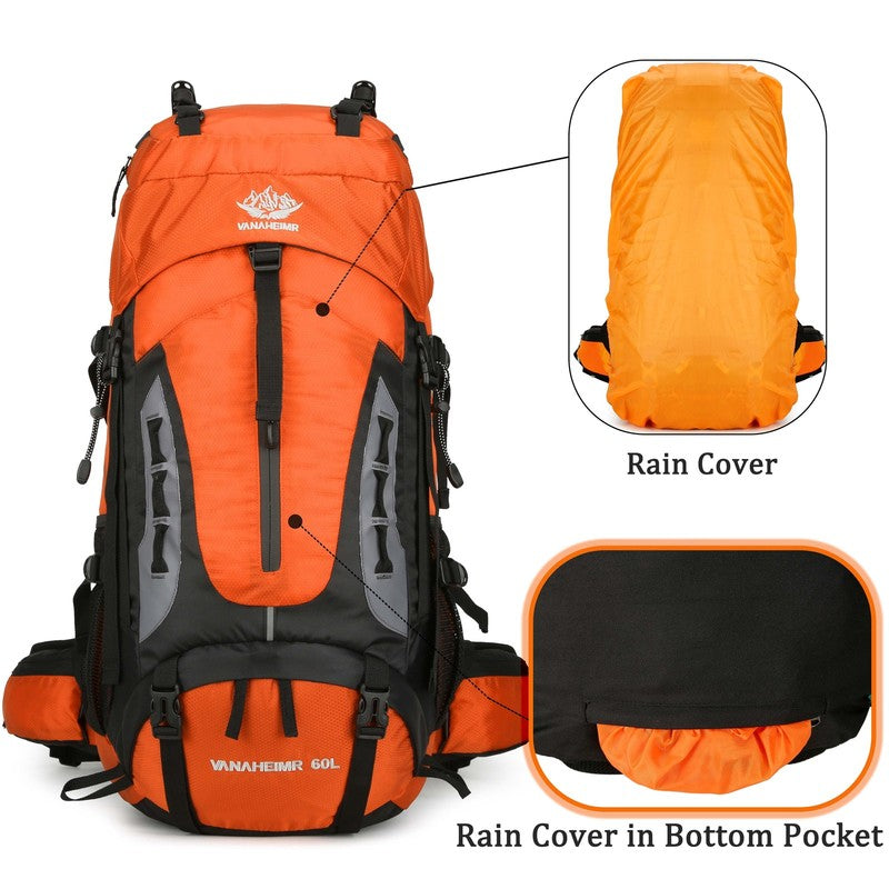 60L Travel Hiking Camping Backpack with Rain Cover,Backpack Water Resistant,Trav4
