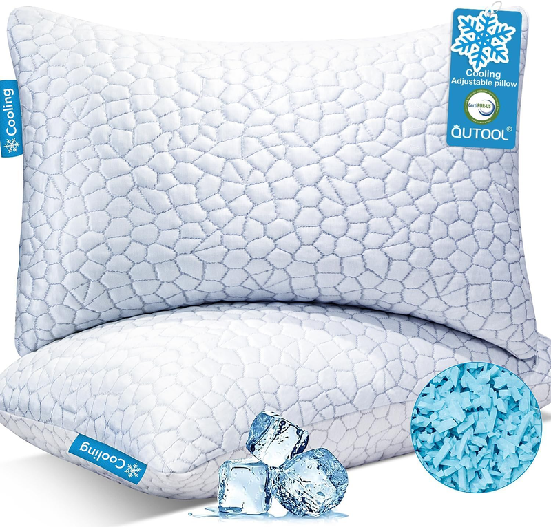 Cooling Pillow for Sleeping 2 Pack, Luxury Shredded Memory Foam Bed Queen Pillow10