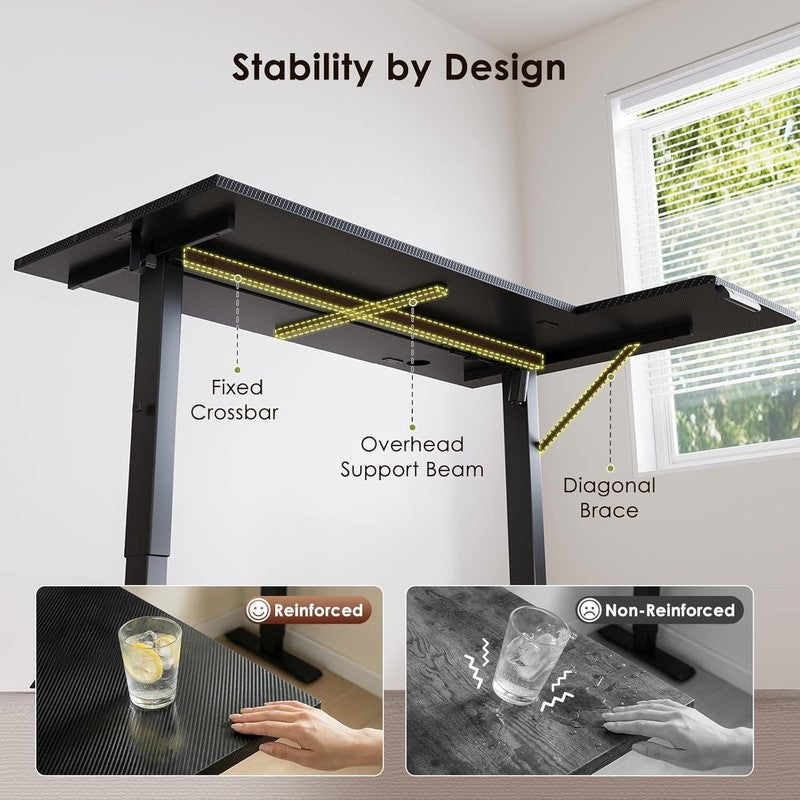 55'' Electric L Shaped Standing Desk Height Adjustable Corner Desk Black4