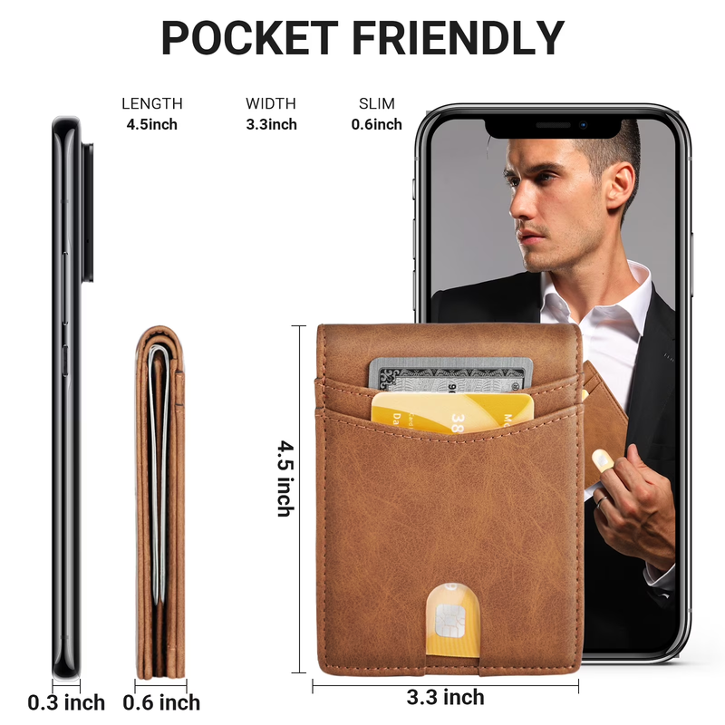 Wallet for Men, Slim Leather Rfid Blocking Mens Wallet with 2 ID Windows, Bifold2