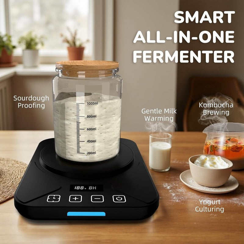 Sourdough Starter Warmer Mat w/ Timer, Thermostat 70 100°F, Fits 40oz Jars4