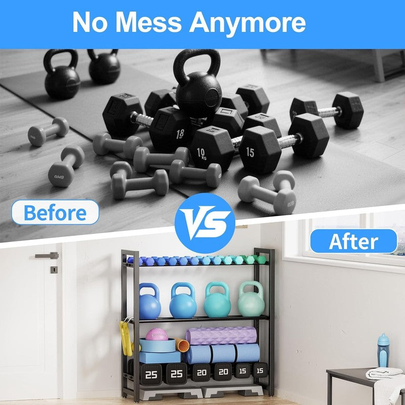 3 Tier Adjustable Dumbbell Rack 450LB Heavy Duty Home Gym Weight Stand Rack Only6