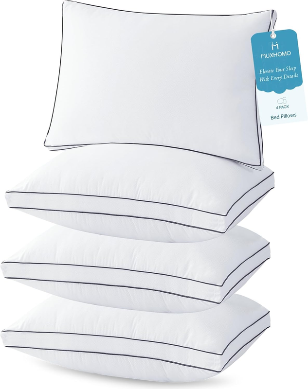 4 Pack Queen Bed Pillows Hotel Collection Down Alternative 20x30"0