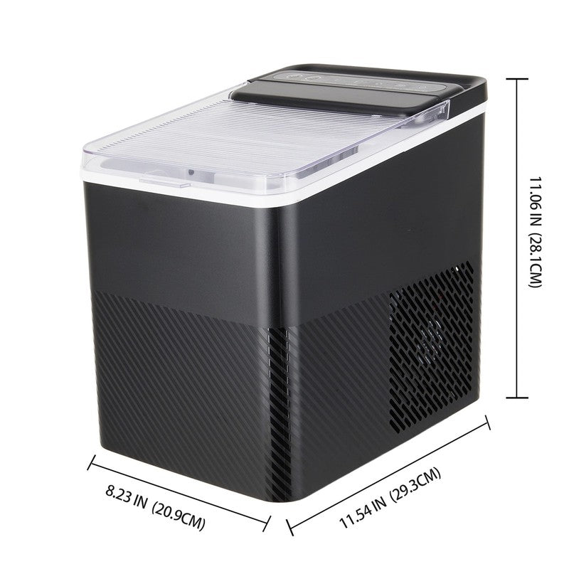 Countertop Ice Maker, Rich Black, 9 Bullet Cubes, 2 Ice Sizes, 26 Lbs/24H with R2