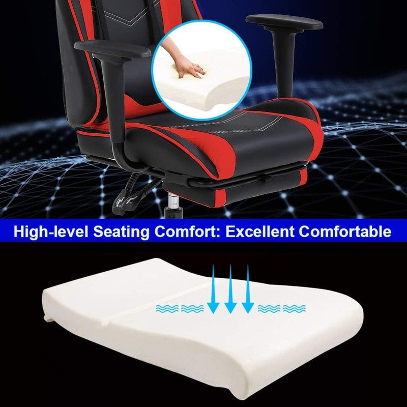 Ergonomic Gaming Chair with Footrest & Lumbar Support - Red High Back Chair6