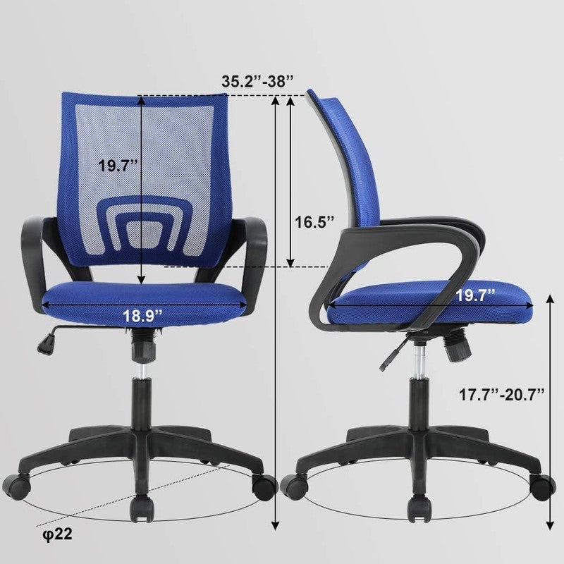| Ergonomic Office Chair | Mid Back Swivel Desk Chair | Breathable Backrest & Lu2