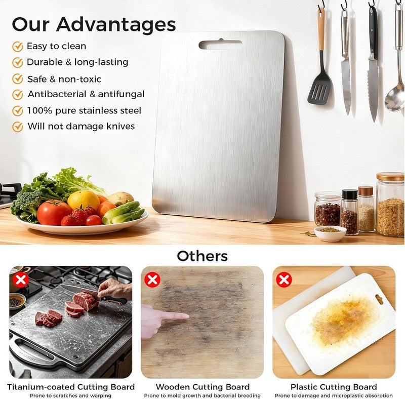 3 Pack Stainless Steel Cutting Boards – Double Sided, Food Grade, Dishwasher 3