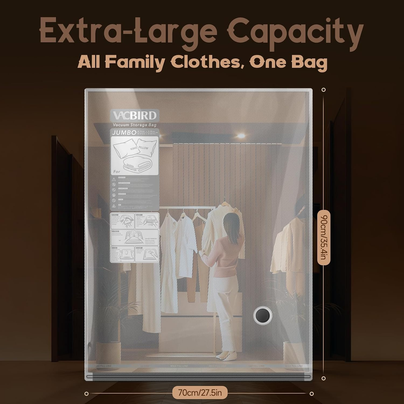 15 Jumbo Vacuum Storage Bags for Clothes Bedding Moving Space Saver2