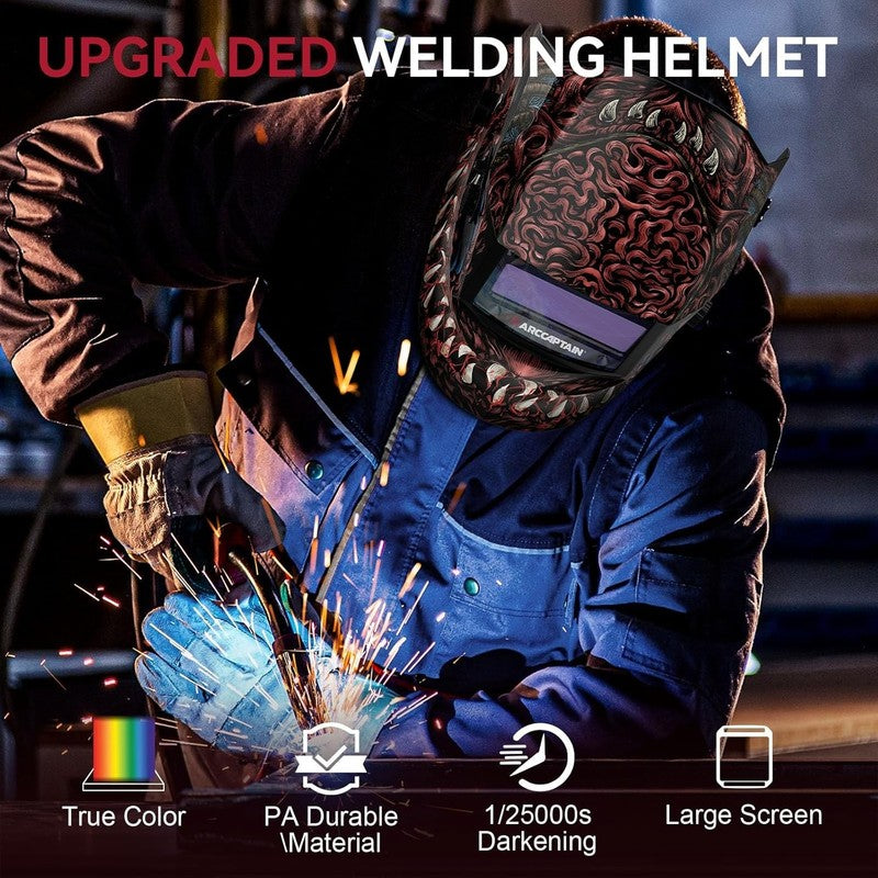 Auto Darkening Welding Helmet Alien True Color 4 Arc Sensor Solar Powered3