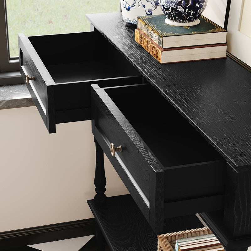 40” Modern Console Table Entryway Sofa Table w/ 2 Drawers Black8