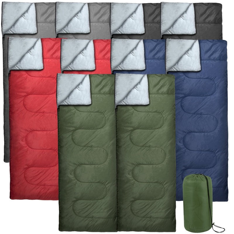 10 Pack Bulk Wholesale of Cold Weather Envelope Sleeping Bags for Adults, Kids, 1