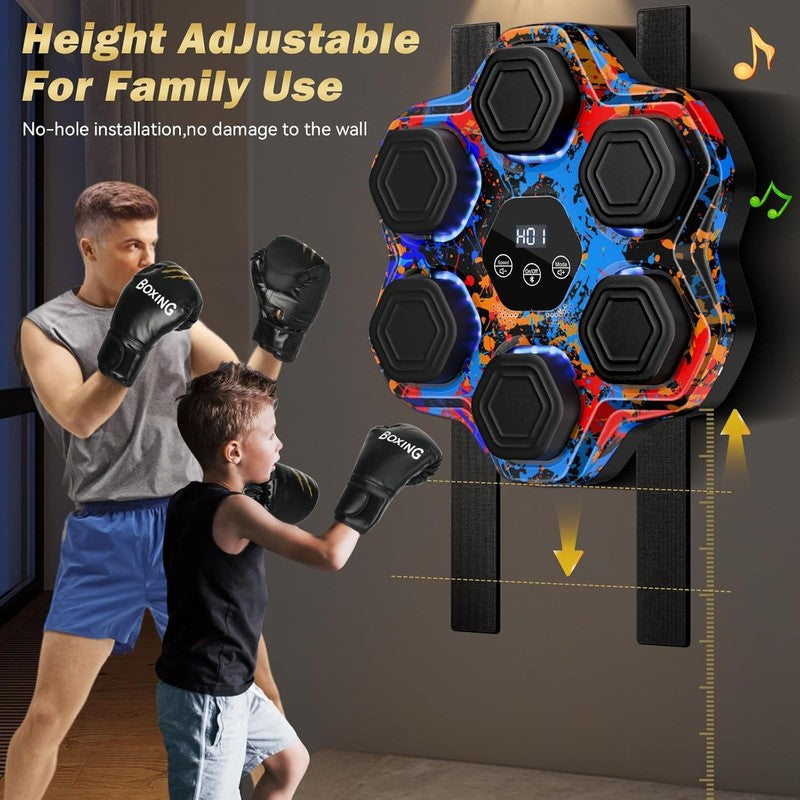 Music Boxing Machine Wall Mounted Punch Trainer w Gloves 9 Modes 9 Speeds5