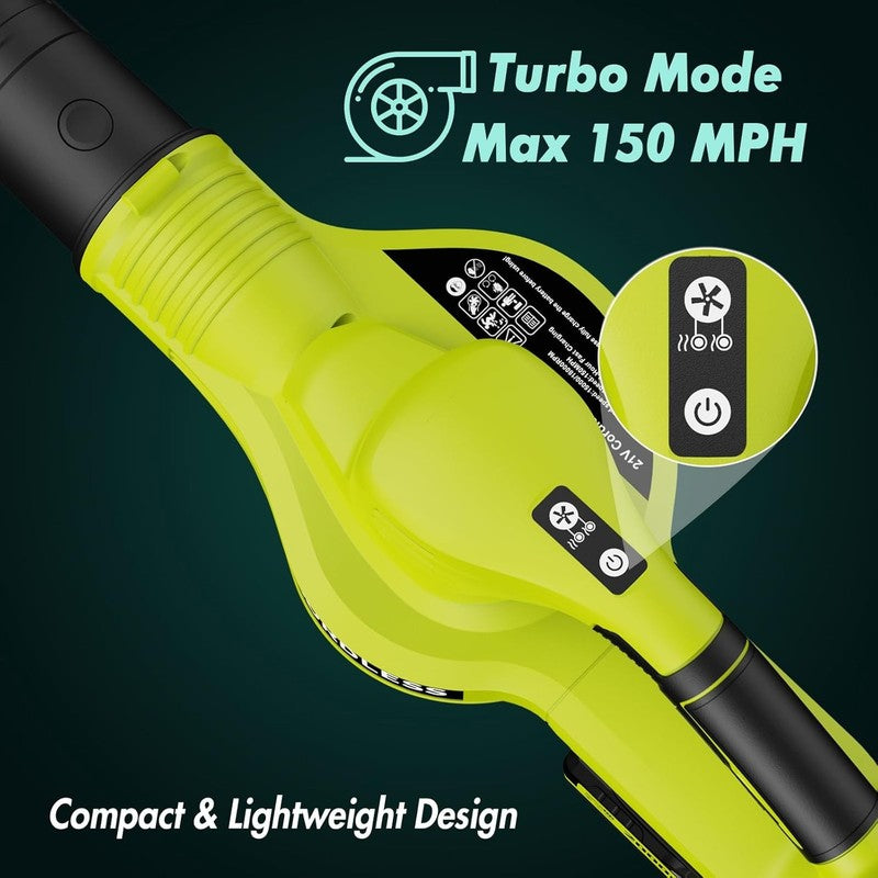 Cordless Leaf Blower 21V w/ 2 Batteries & Charger, 2 Speed, Lightweight2