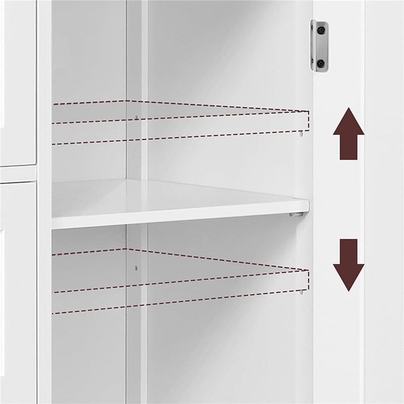 Wooden Cabinet Storage Unit with 4 Drawers & Cupboard for Bathroom, White5