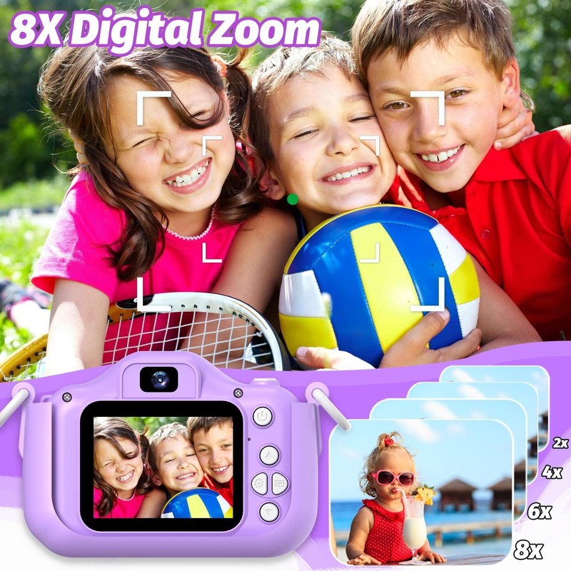 Kids Selfie Digital Camera Toy w/ Protective Cover 32GB SD Card Ages 3 96