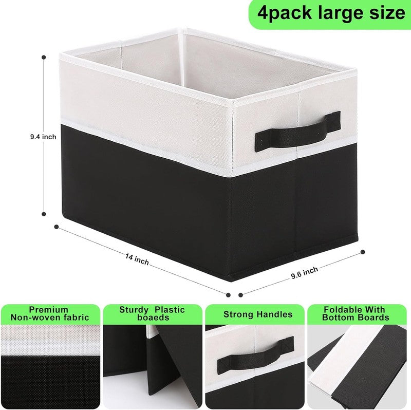 4 Pack Large Fabric Storage Bins with Handles, Collapsible Closet Cubes Black1