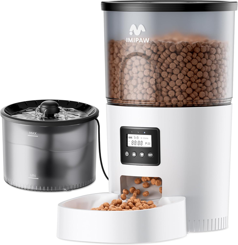 Automatic Cat Feeder & Water Fountain 3L, Timed Pet Food Dispenser with Filter9