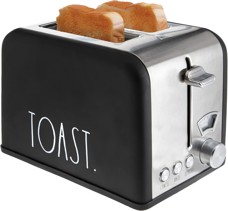 Stainless Steel 2 Slice Toaster Wide Slot 5 Browning Bagel Defrost Cancel Black0