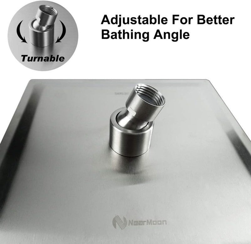 8" Brushed Nickel Rainfall Shower Head High Pressure Stainless Steel Square2