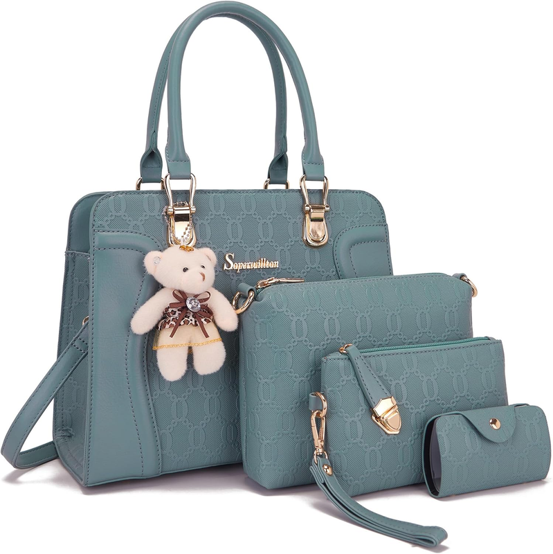 Women Fashion Handbag Set 4PCS Tote Shoulder Top Handle Satchel Purse0