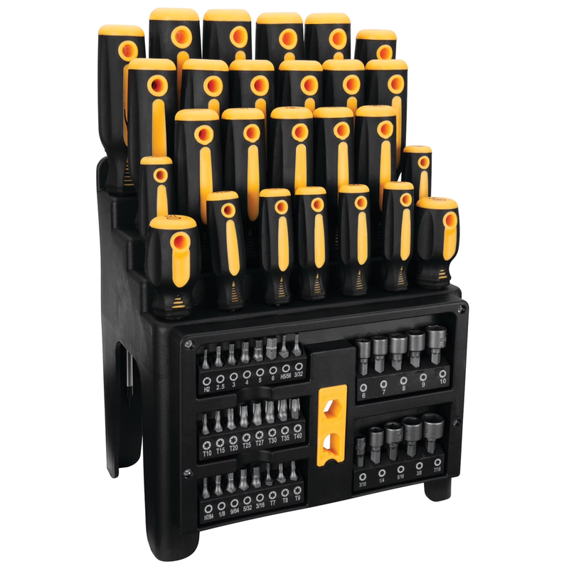 W1731 Screwdriver and Bit Set with Rack, Yellow/Black, 61 Piece11