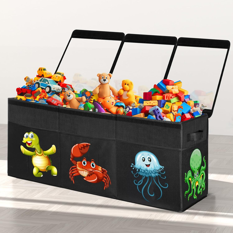 Extra Large Toy Box Collapsible 155L Kids Storage Organizer Bin Black0