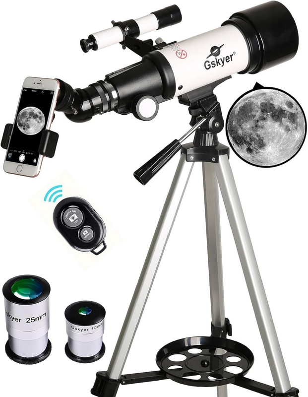 Telescope, 70Mm Aperture 400Mm AZ Mount Astronomical Refracting Telescope for Ki0
