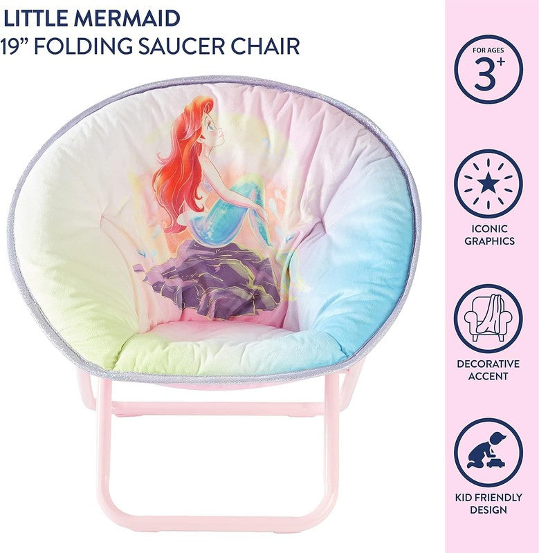 Disney Little Mermaid 19” Folding Toddler Saucer Chair Kids Cushion 3+3