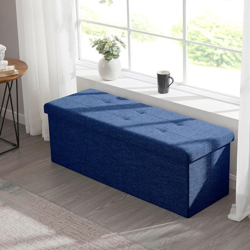 43'' Folding Storage Ottoman Bench Foot Rest Chest Bedroom Large Navy6