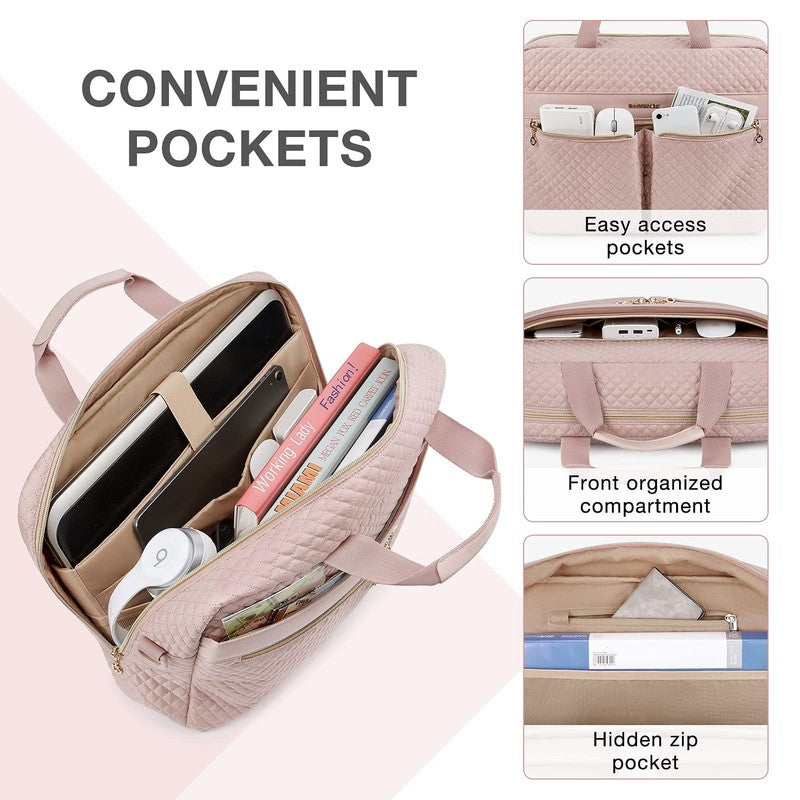 17.3 Inch Laptop Briefcase Messenger Bag Business Travel Shoulder Bag Pink5