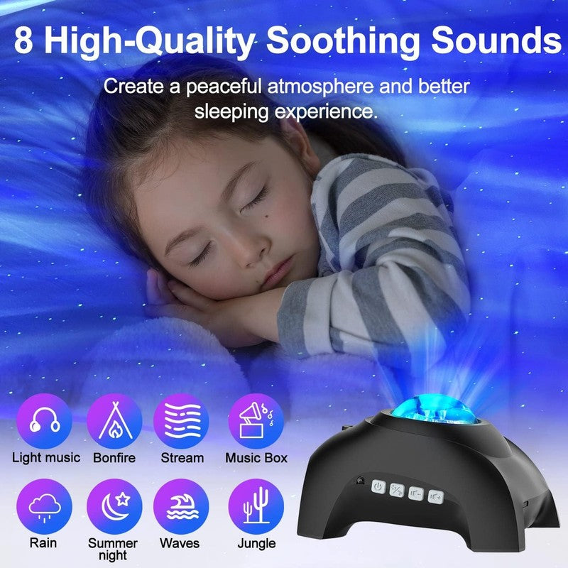 Star Projector Aurora Lights w/ Bluetooth Speaker White Noise Remote Night Light2