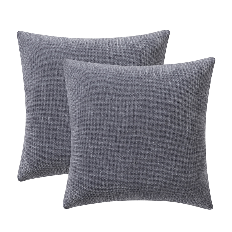 Solid Chenille Throw Pillow Set 18"x18" Gray Decorative Pillows, 2 Pack7