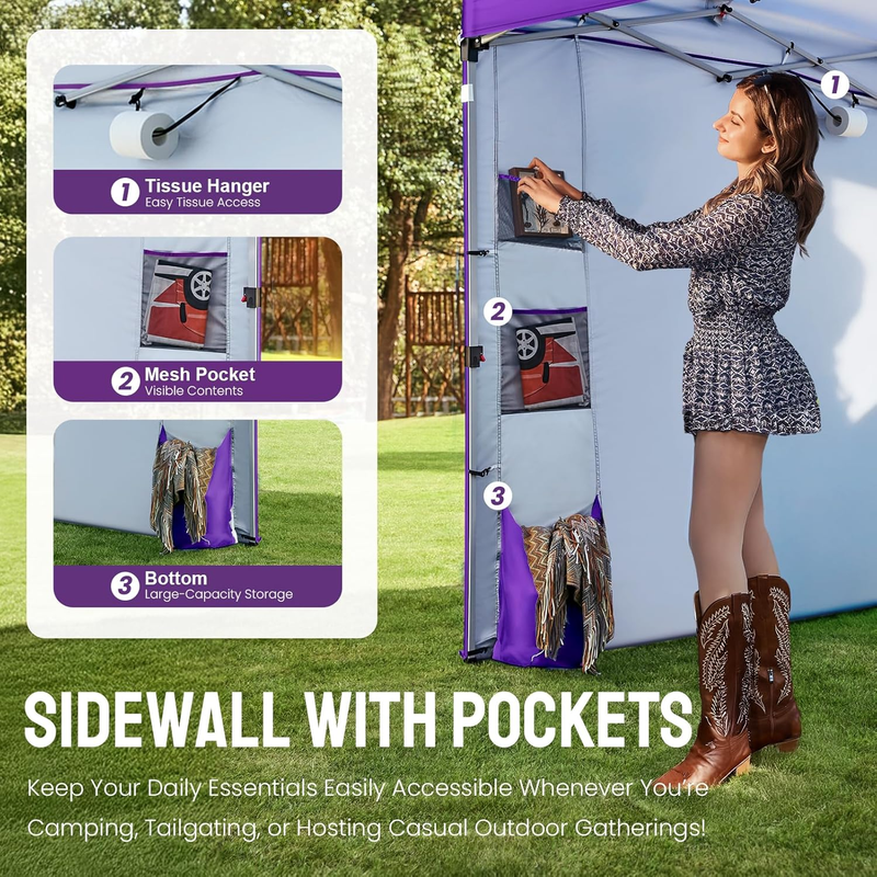 Crown Shades 10x10 Pop Up Canopy Tent w/ Sidewall Easy Setup Sun Shelter Purple3
