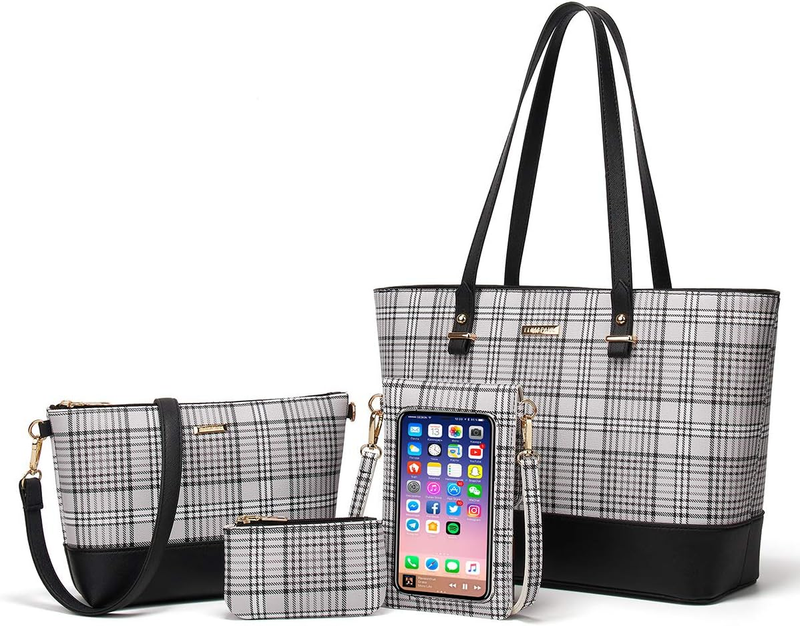 Women Fashion Synthetic Leather Handbag Set 4PCS Tote Shoulder Satchel Purse6