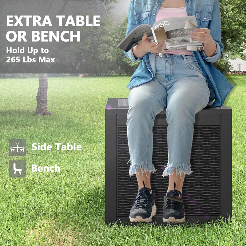 31 Gallon Deck Box, Resin Outdoor Storage Box, Waterproof and UV Resistant Light3